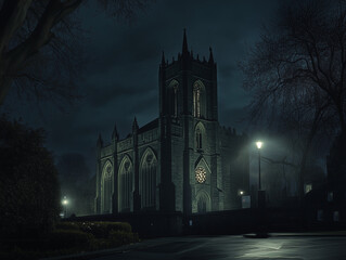 Obraz premium Gothic Cathedral at Night