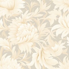 Elegant floral pattern in soft beige tones suitable for home decor or textile design