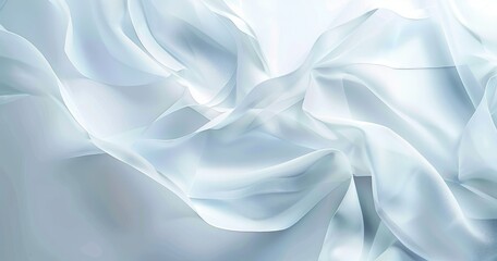 Fototapeta premium A flowing, translucent white fabric creating a soft and serene visual texture.