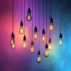 Hanging Edison Bulbs, Colorful Background, Ideas, Design