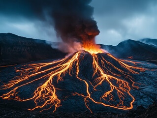 Erupting Volcano: Nature's Fiery Spectacle