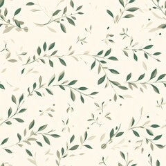 Elegant leaf pattern design with muted colors over a cream background ideal for textiles and wallpaper