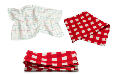 Red napkin isolated on white background.