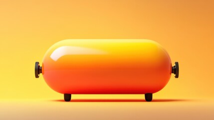 Compact oxygen cylinder highlighted on a warm orange and yellow gradient.