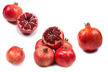 Sweet pomegranate isolated on white background.
