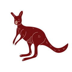 Funny Doodle Kangaroo, Vector Hand Drawn Isolated Illustration