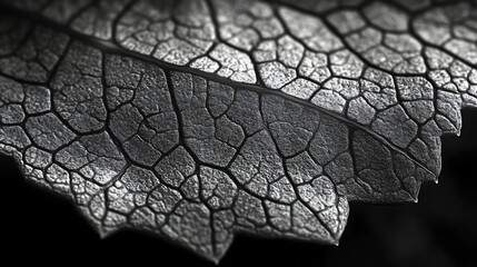 Obraz premium Intricate Leaf Vein Structure Black And White