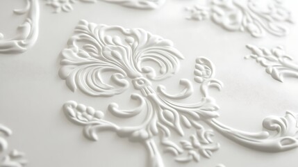 Elegant White Embossed Floral Wall Design