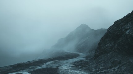 Stormy Coastline with Waves Crashing on Rocks at Dusk