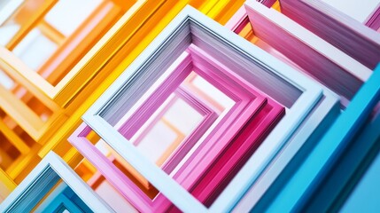 Colorful nested frames creating a vibrant visual effect in modern art display