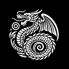 illustration, picture, sketch, shio, legend, logo, dragon in a symbol or emblem