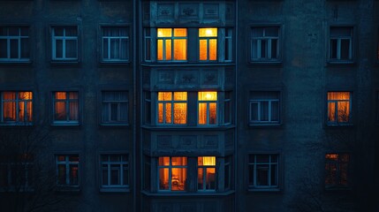 Obraz premium A close-up view of a multi-story apartment building facade,