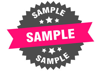 sample. sample round pink label isolated on transparent background