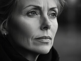 Obraz premium Contemplative Woman: A Study in Emotional Portraiture