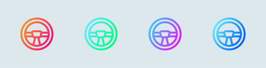 Steering wheel line icon in gradient colors. Automobile signs vector illustration.