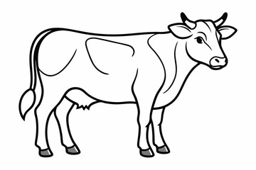 Cow outline art illustration coloring page book for kids. 
 cow outline on white background
