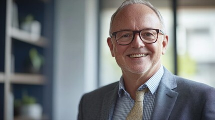 Naklejka premium Businessman Smiling at Microstock Photo