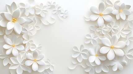 Elegant White Paper Flowers Frame Design