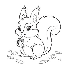 Cute Woodland Squirrel Drawing Perfect for Coloring Pages