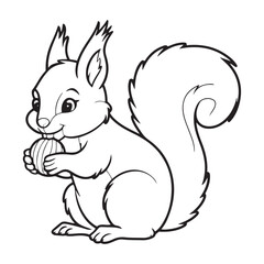 Cute Woodland Squirrel Drawing Perfect for Coloring Pages