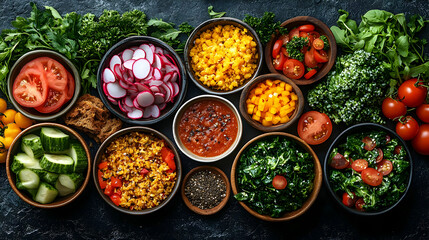 Vibrant and healthy vegetable bowls featuring fresh ingredients for a nutritious meal