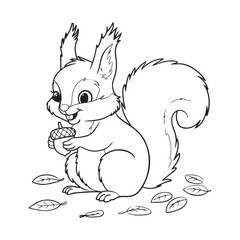 Cute Woodland Squirrel Drawing Perfect for Coloring Pages