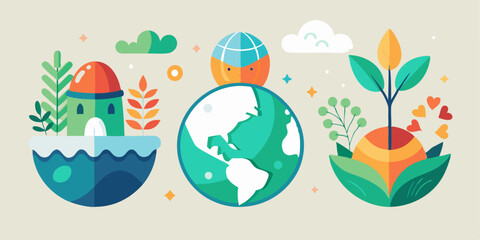 Minimalist abstract nature and environment design for eco-friendly concepts