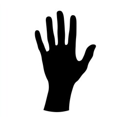 Fototapeta premium Black hand silhouette, raised, isolated, white background, graphic design.