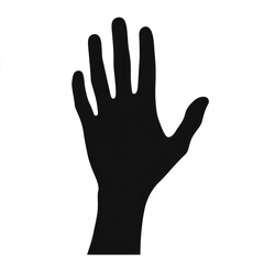 Fototapeta premium Raised hand silhouette, white background, graphic design element.