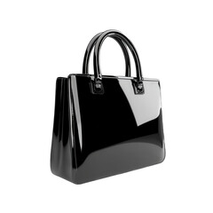 Elegant black handbag studio setting product image transparent background minimalist design