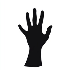 Fototapeta premium Raised hand silhouette, studio shot, white background, graphic design element.