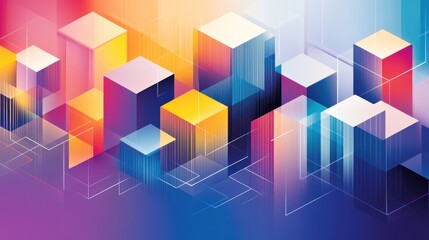 Vibrant Isometric Cubes Colorful Abstract Background Design