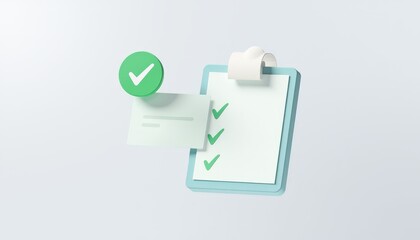 Clean and Simple Checklist with Green Checkmark on Clipboard