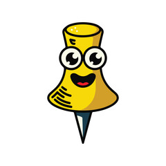 Push pin illustration illustration, vibrant and playful vector illustration of a yellow pushpin
