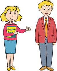 Cartoon teachers. English teacher.