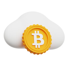 bitcoin cloud 3d icon isolated on the transparent background