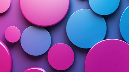 Vibrant Pink Blue Circles Abstract 3D Design Background