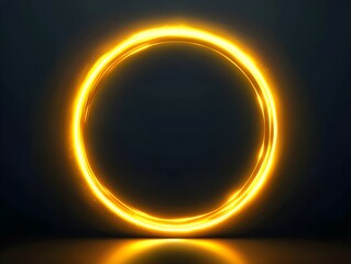 Neon yellow circle frame on a dark background.
