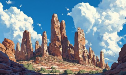 ed Rock Formations Under a Blue Sky
