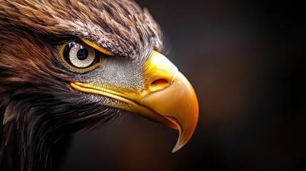Majestic eagle portrait wildlife sanctuary close-up natural habitat eye-level view predator symbolism
