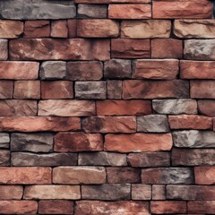 Obraz premium Brick wall texture showcasing a mix of earthy colors and varied stone patterns in a modern design
