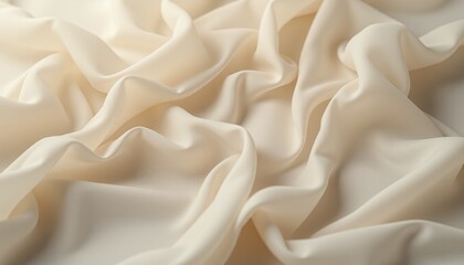 Obraz premium Cream chiffon fabric with smooth and elegant folds.