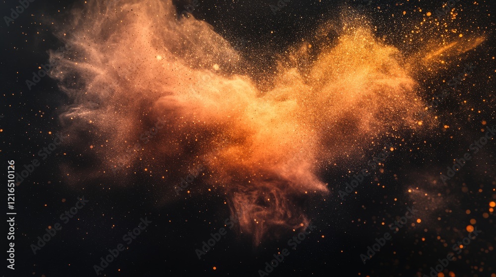 Canvas Prints abstract colored dust explosion on black background, vibrant powder splatter creating dynamic and co