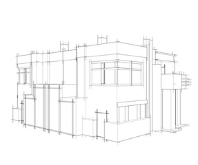 architectural sketch of a house