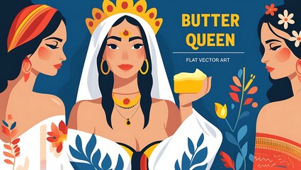 Regal Butter Queen with Adoring Attendants
