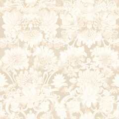 Elegant floral pattern in soft neutral tones creates a serene atmosphere for decor projects