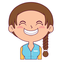 girl braid hair smile face cartoon cute