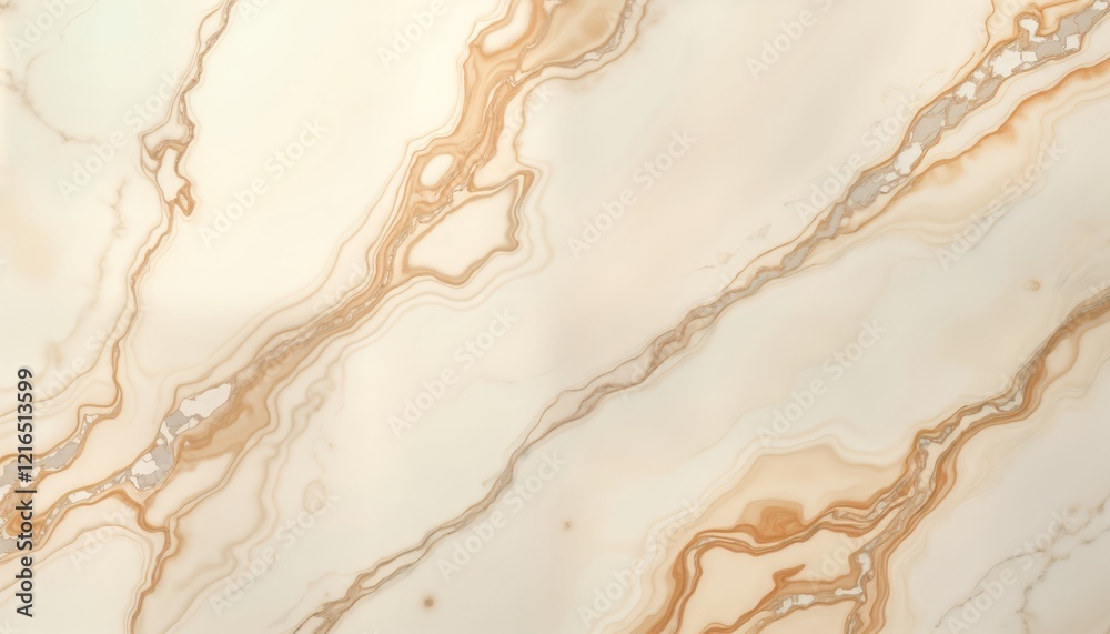 Poster closeup view of natural beige marble surface. smooth glossy texture with light beige, tan veins. det