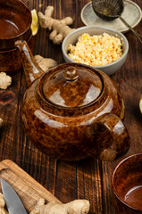 Natural medicinal tea with ginger.