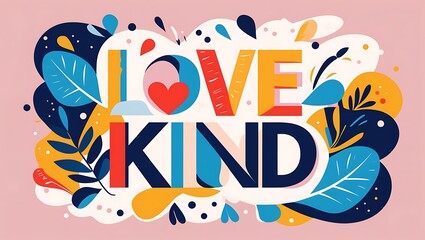 Love Kind Colorful Floral Design Illustration